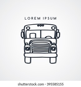 School Bus Sketch Theme Vector Art Illustration