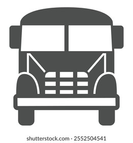 School bus solid icon, back to school concept. Vector graphics. Transport sign on white background, glyph style icon for mobile or web design