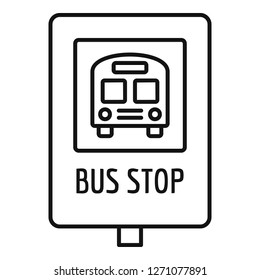 School bus stop sign icon. Outline school bus stop sign vector icon for web design isolated on white background