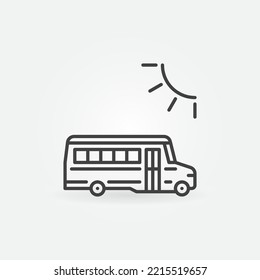 School Bus and Sun linear vector concept icon or symbol