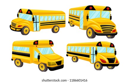 School Bus Template Vector Isolated Design Set