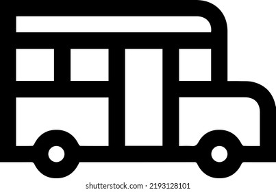 school bus, transport for children from side view vector illustration isolated on white background - linear, outline and minimalist style.