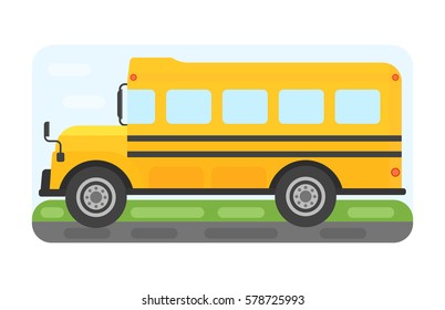 Yellow School Bus Line Icon Color Stock Illustration 1207646566