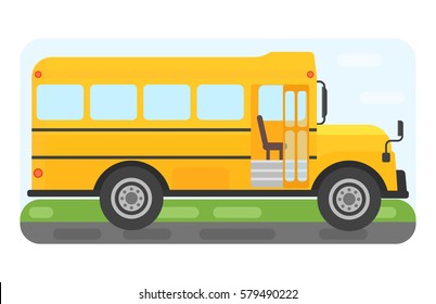 School bus transport for children vector illustration.