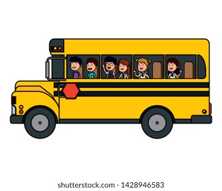 school bus transport with group of kids