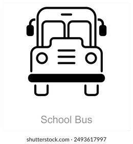 Autobús escolar y concepto de icono de transporte