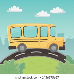 school bus transport in the landscape