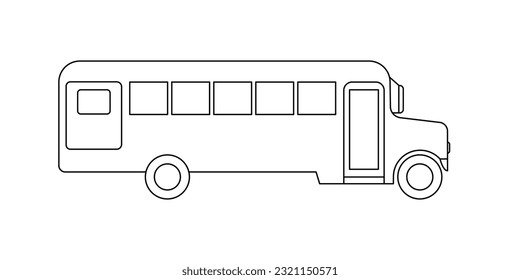 Schulbus-Transport für bewegte Schüler Kinder, Modell-farbige Linie Symbol. Passagierkindertransporte. Sicht auf die öffentlichen Verkehrsmittel. Vektorgrafik