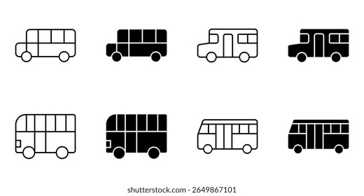 school bus, transportation icon set