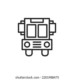 School Bus Transportation Line Icon Graphic Vector Element