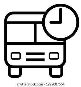 School bus or school bus transportation vehicle flat icon for apps and websites, Schoolbus outline icon. Vector thin line illustration of a school bus or public transport, Bus symbol