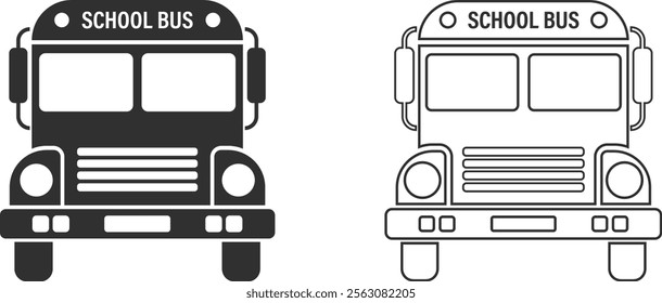 School bus van black sign icon vector illustration