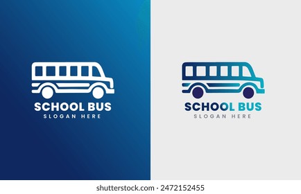 School bus van icon. Student college transportation logo vector sample design idea