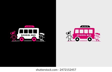 Icono de la furgoneta escolar. Idea de diseño de muestra de Vector de logotipo de transporte universitario