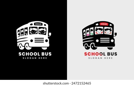 School bus van icon. Student college transportation logo vector sample design idea