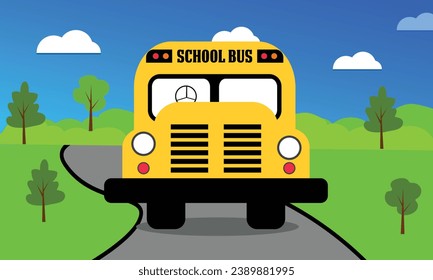 School bus vector with back to school background. vector illustration. 