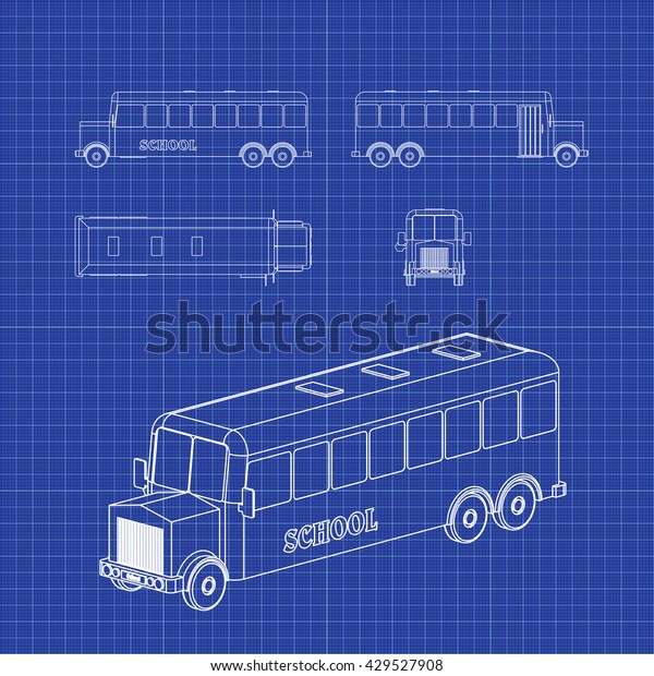 School bus. Vector\
blueprint.