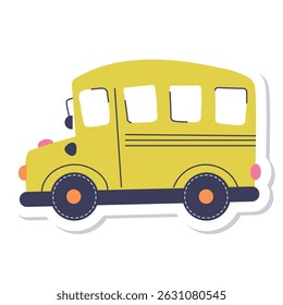 school bus vector cartoon sticker on the white background.