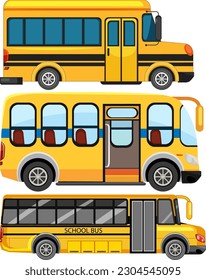 Ilustración de la colección de vectores de bus escolar