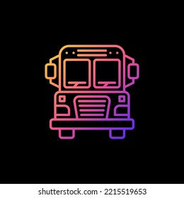 School Bus vector colored line icon. Schoolbus transport concept sign on dark background