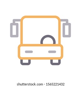 school bus vector colour line icon 