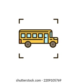 School Bus vector concept colored icon - Yellow Schoolbus sign side view