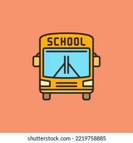 School Bus Vector Concept Colored Icon - Yellow Schoolbus Creative Sign Front View