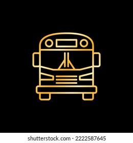 School Bus vector concept golden outline icon or logo element on dark background