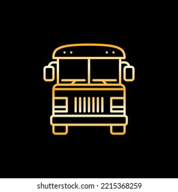 School Bus vector concept yellow line icon or logo element on dark background