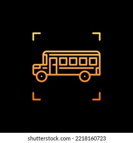 School Bus vector concept yellow outline icon or sign dark background