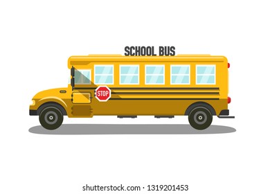 School Bus Vector Flat Design Illustration