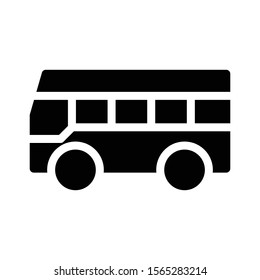 school bus vector glyph flat icon 