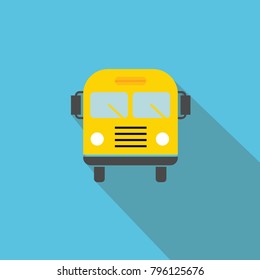 School Bus vector icon blue background flat shadow 
