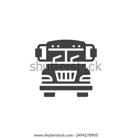 School Bus vector icon. filled flat sign for mobile concept and web design. School bus front view glyph icon. Symbol, logo illustration. Vector graphics