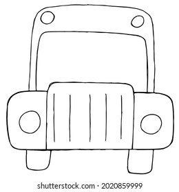 school bus, vector illustration in doodle style with black outline, coloring book