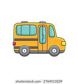 School bus vector illustration, school bus icon vector, yellow school bus vehicle illustration in cartoon style, isolated on white background