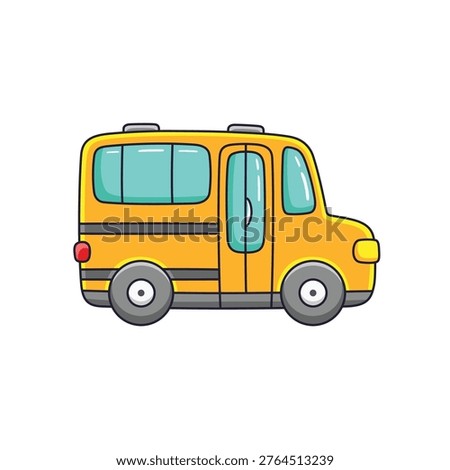 School bus vector illustration, school bus icon vector, yellow school bus vehicle illustration in cartoon style, isolated on white background