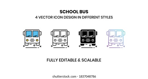 Vektorgrafik-Symbole für Schulbus in unterschiedlichem Stil