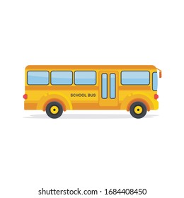 Ilustración vectorial del bus escolar. Aislado sobre fondo blanco. Estilo plano con color amarillo