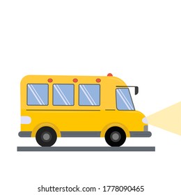 School bus. Vector illustration isolated on a white background. Flat drawing style. Back to school.