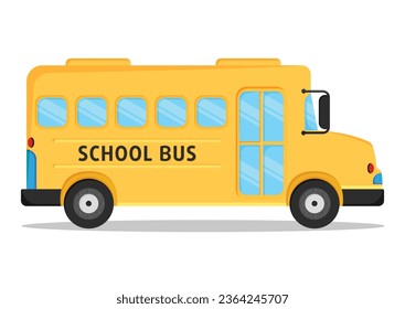 School Bus Vector Illustration Isolated on White Background. Clipart School Bus in Flat Style