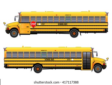 School bus, vector illustration. Isolated on white. Icon. Flat style