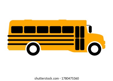 School bus, vector illustration of yellow transportation, side view. Isolated element on white background for card, invitation, banner, flyer, shirt, poster