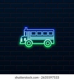 School bus vector isolated on white background. Vector illustration. . neon style.Vehicle trailer transport on truck. school bus.