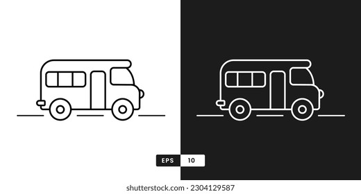 School bus vector line icon isolated on white background. Public transport for children - school bus line icon for infographic, website or app