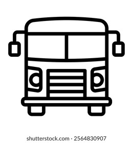 School Bus Vector Line Icon Design