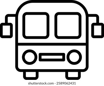School Bus Vector Line Icon Design