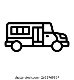 School Bus Vector Line Icon Design
