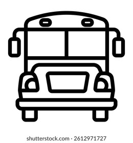 School Bus Vector Line Icon Design