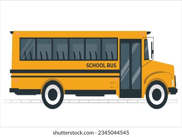 School bus vector mock-up. Isolated template of city transport on white. Vehicle branding mockup. Side view. All elements in the groups on separate layers. Easy to edit and recolor. 2270